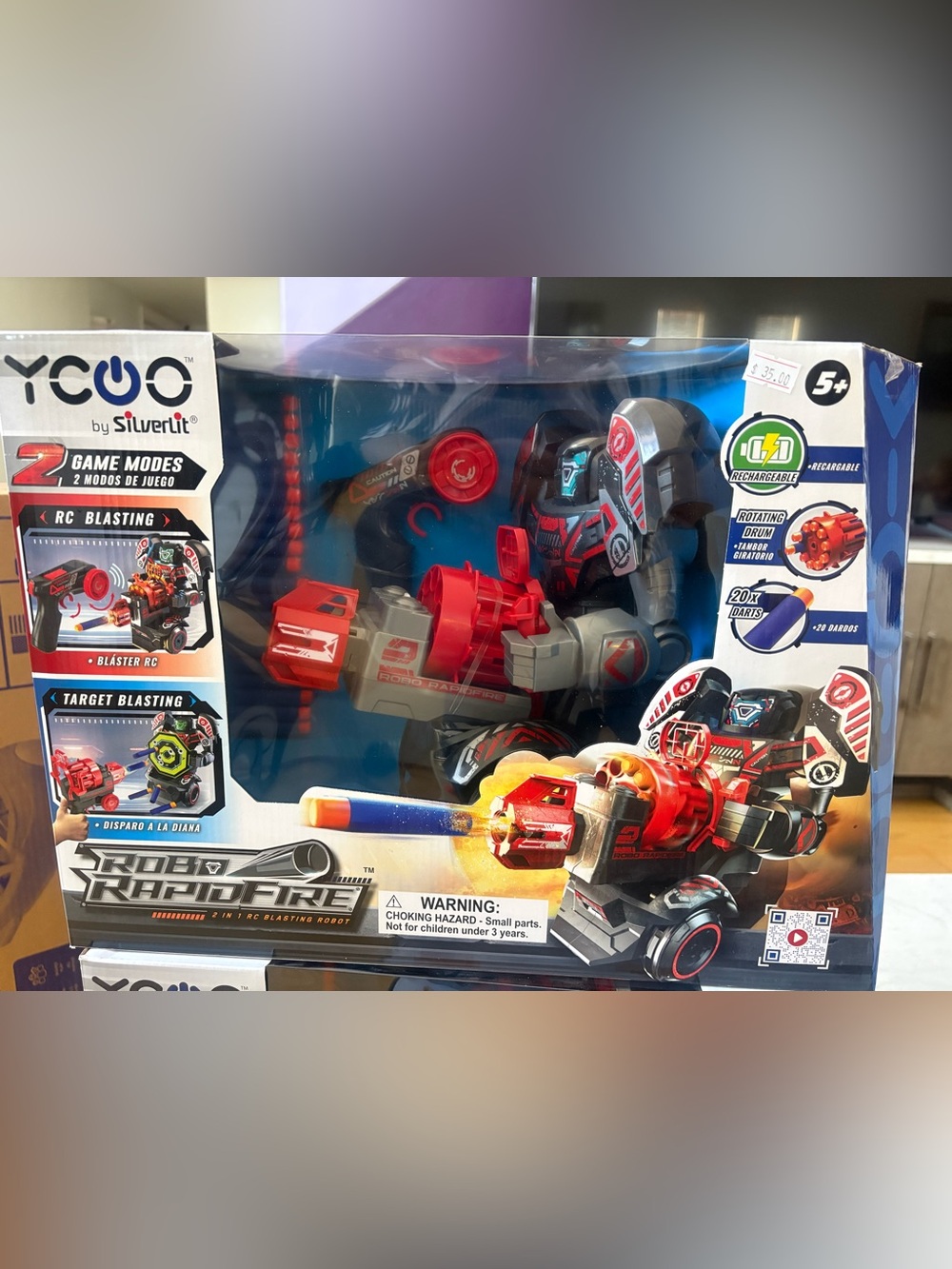 YCOO Red and Gray Robot Blaster Playset with Dual Game Modes